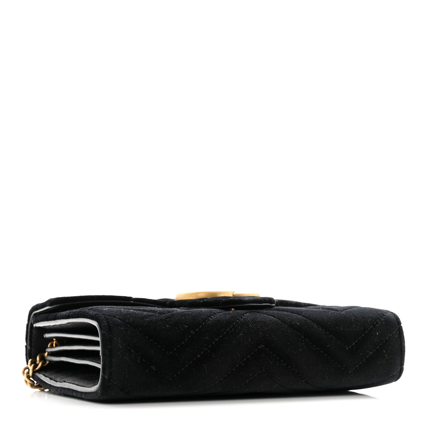 Gucci Velvet Matelasse GG Marmont Chain Wallet Black 4 of 12