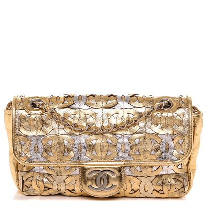 Chanel Metallic Crackled Calfskin Medium CC Mix Flap Gold 1 of 7