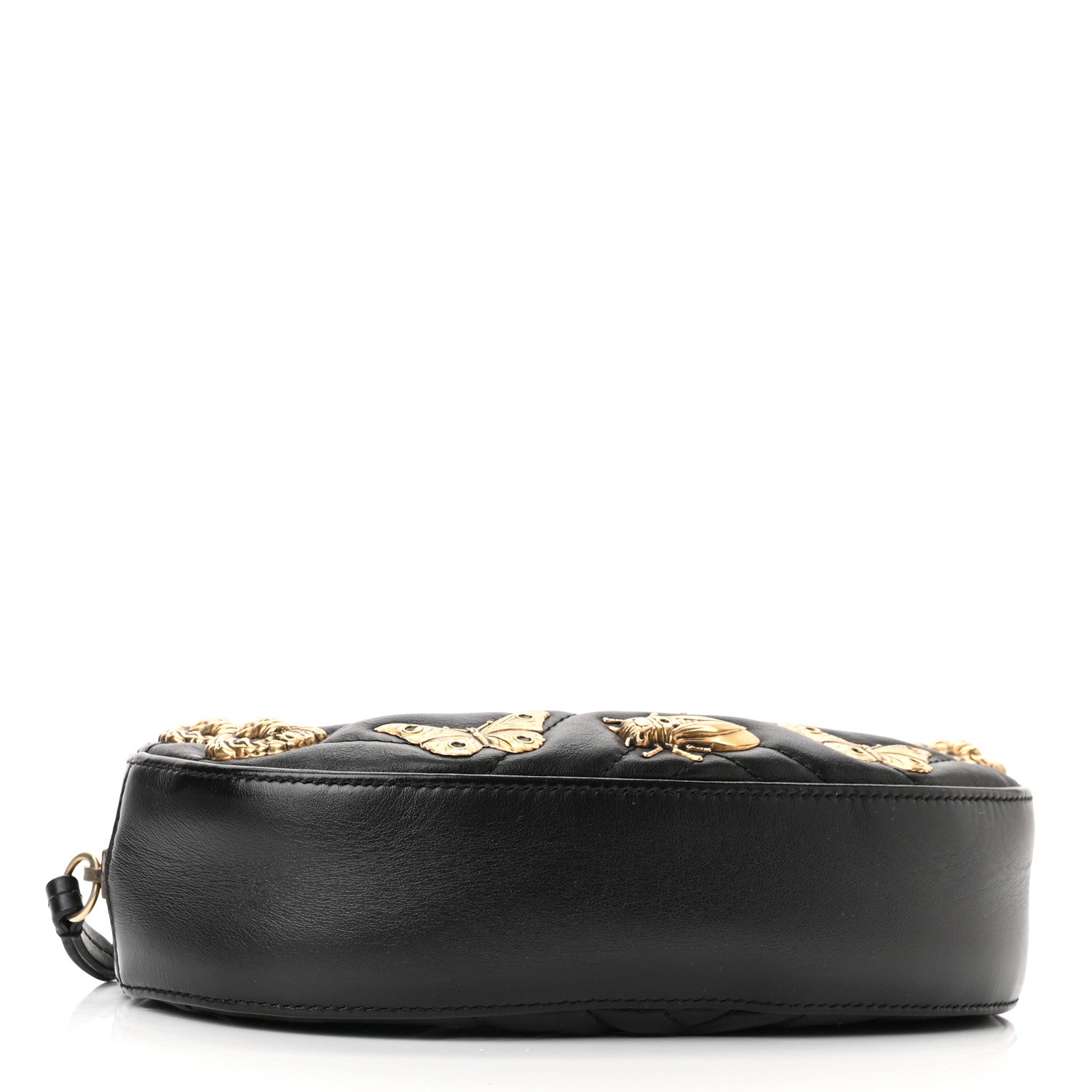 Gucci Calfskin Matelasse Animal Studs GG Marmont Belt Bag 85 34 Black 3 of 13