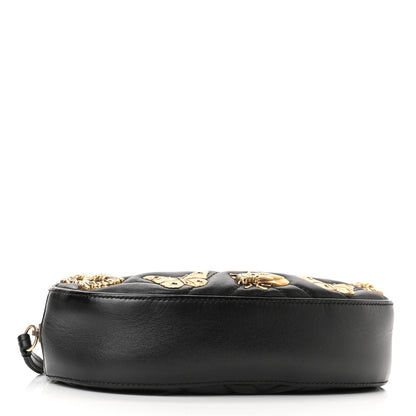 Gucci Calfskin Matelasse Animal Studs GG Marmont Belt Bag 85 34 Black 3 of 13