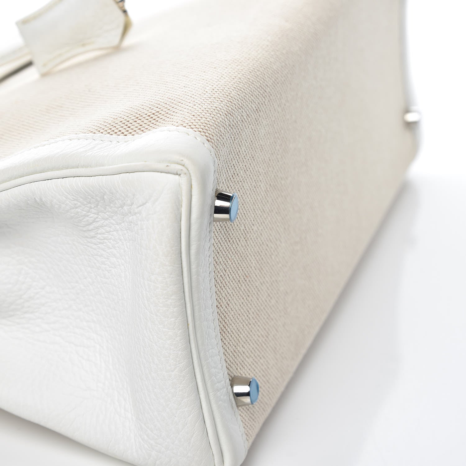 Hermes Taurillon Clemence Toile Kelly Retourne 32 White 37 of 40