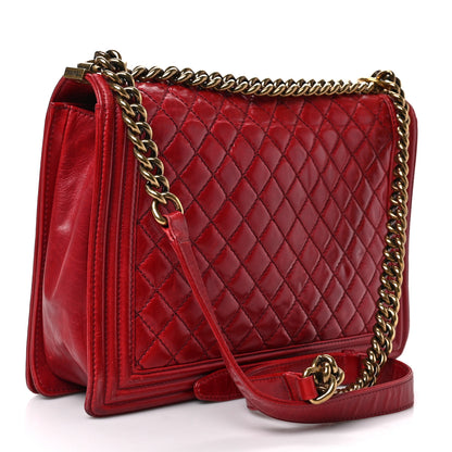 Chanel Aged Glazed Calfskin Quilted Large Boy Flap Red 3 of 8