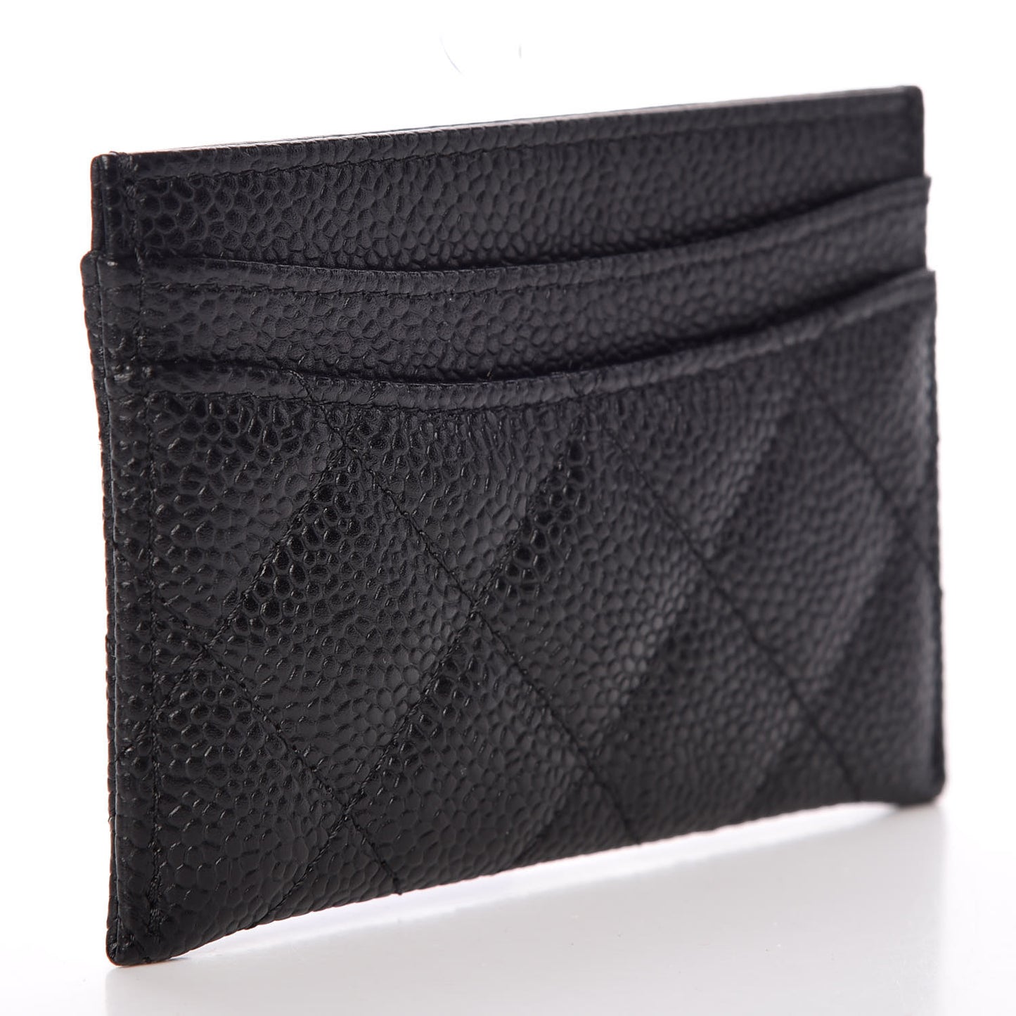 Caviar Quilted Card Holder Black