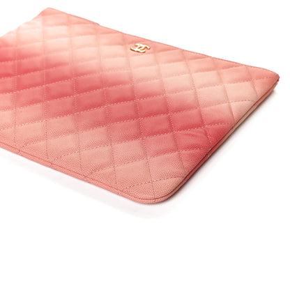 Chanel Caviar Quilted Ombre Medium Cosmetic Case Coral 11 of 12