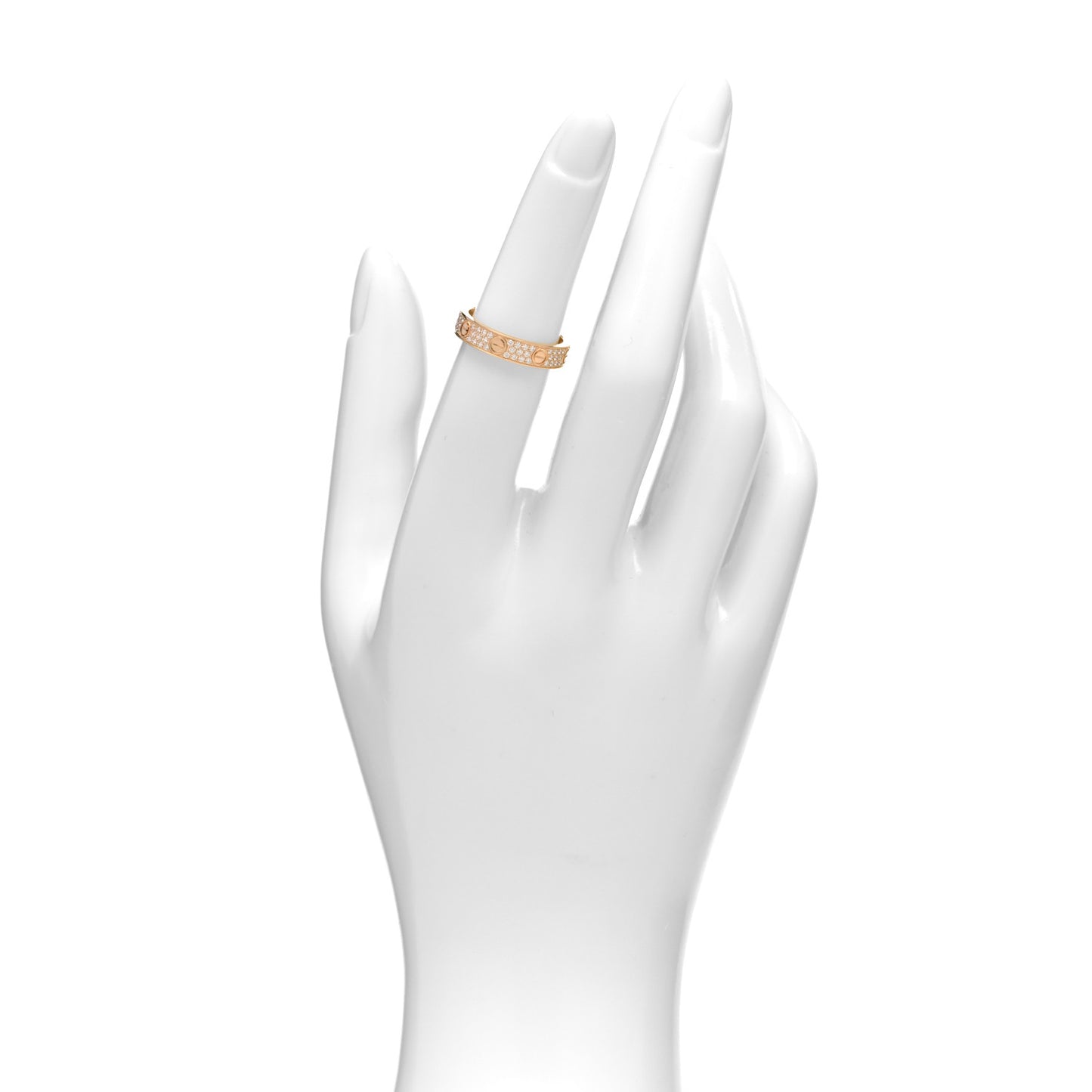 18K Pink Gold Diamond 4mm LOVE Wedding Paved Band Ring 51 5.75