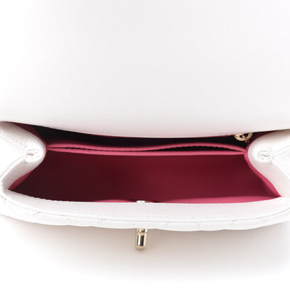 Chanel Goatskin Quilted Extra Mini Rainbow Coco Handle Flap White 5 of 11