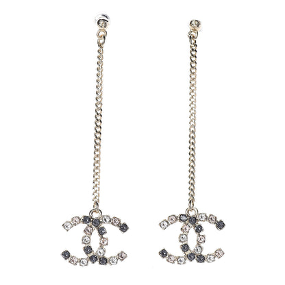 Chanel Crystal CC Drop Earrings Pink Grey Gold 1 of 4