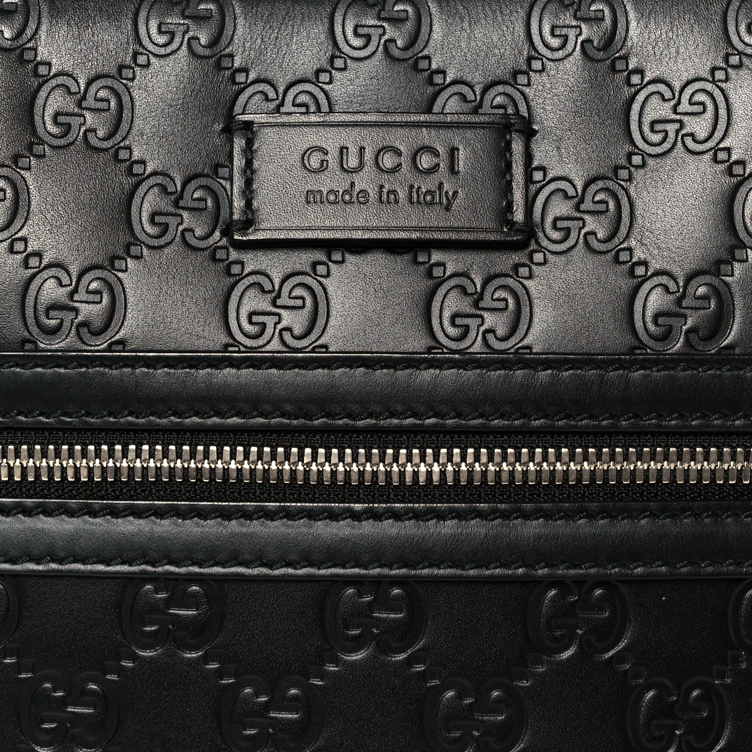 Gucci Guccissima Signature Medium Flat Messenger Bag Black 9 of 12
