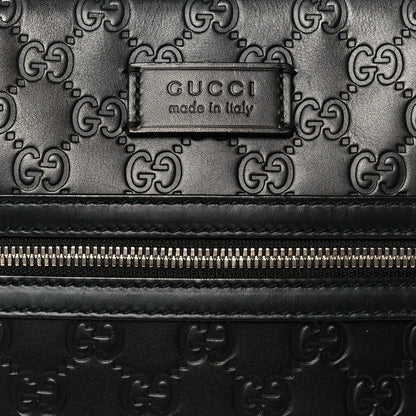 Gucci Guccissima Signature Medium Flat Messenger Bag Black 9 of 12