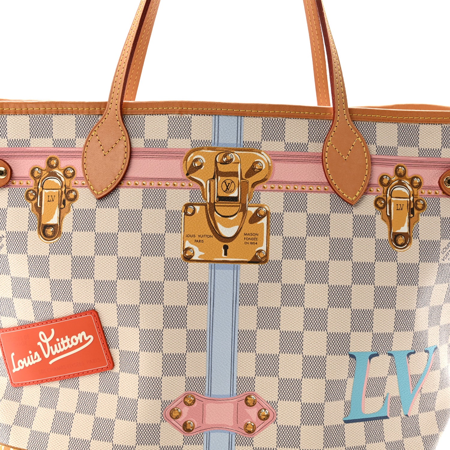 Louis Vuitton Damier Azur Summer Trunks Neo Neverfull MM 9 of 11