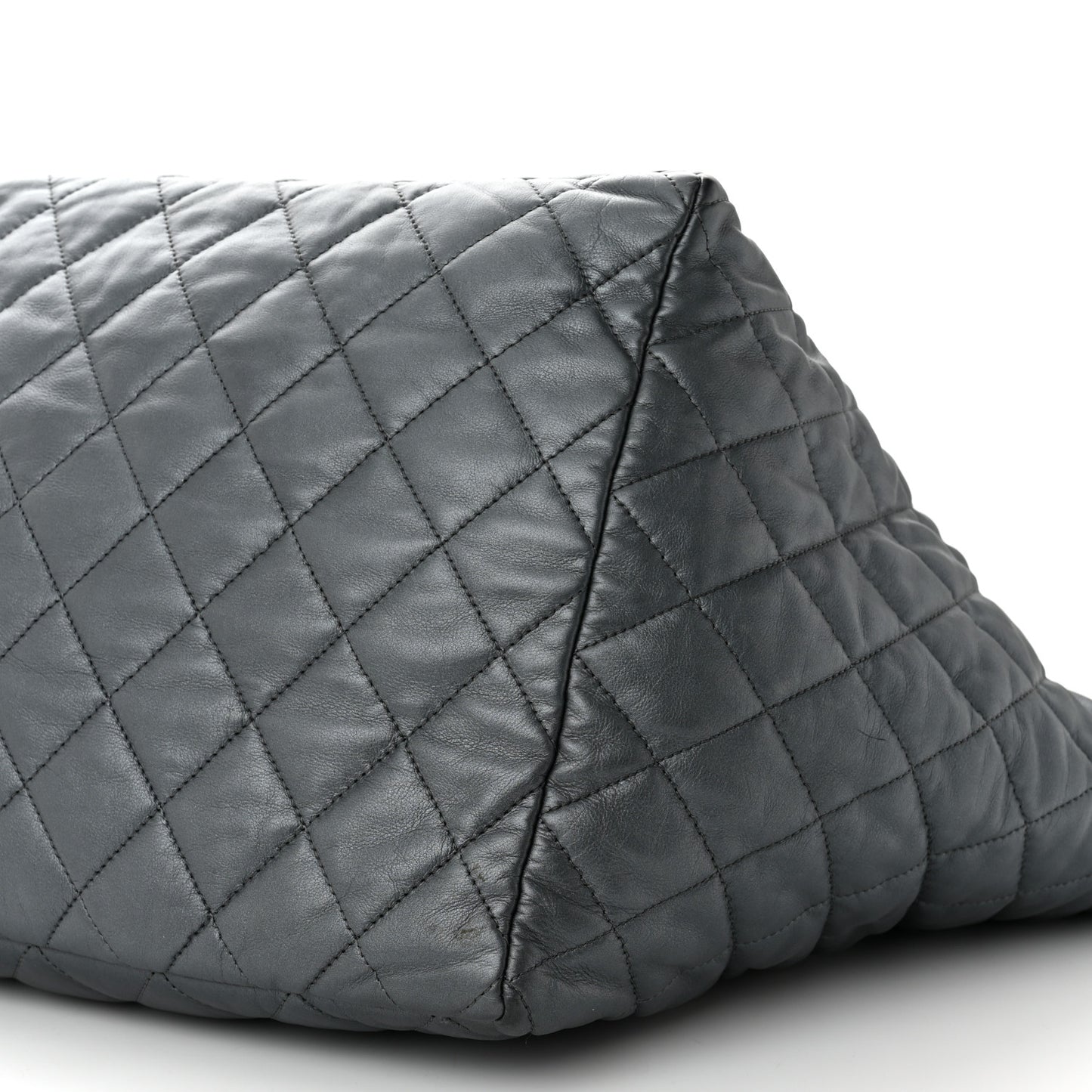 Metallic Lambskin Quilted Large Week End on Mars Tote Charcoal