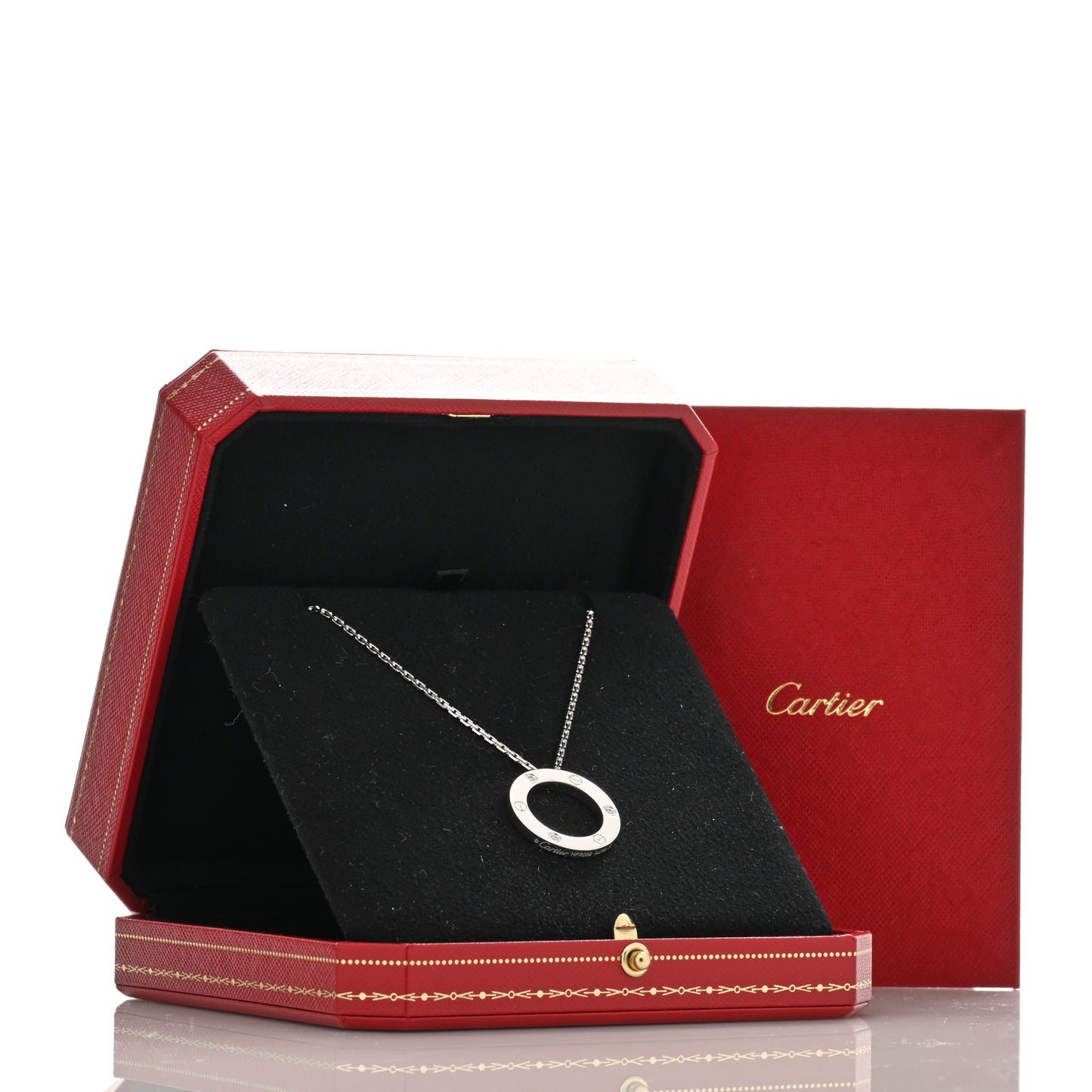 18K White Gold 3 Diamonds LOVE Pendant Necklace