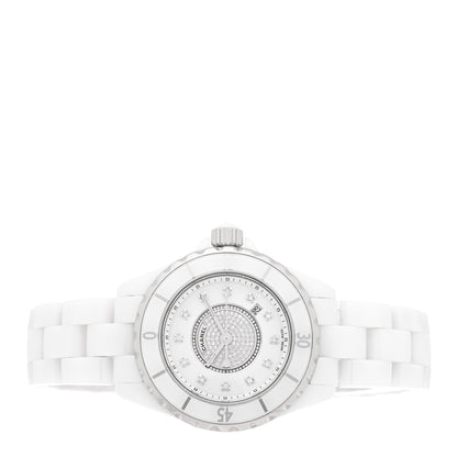 Chanel Stainless Steel Ceramic Diamond Dial 33mm J12 Quartz Watch White 2 of 4