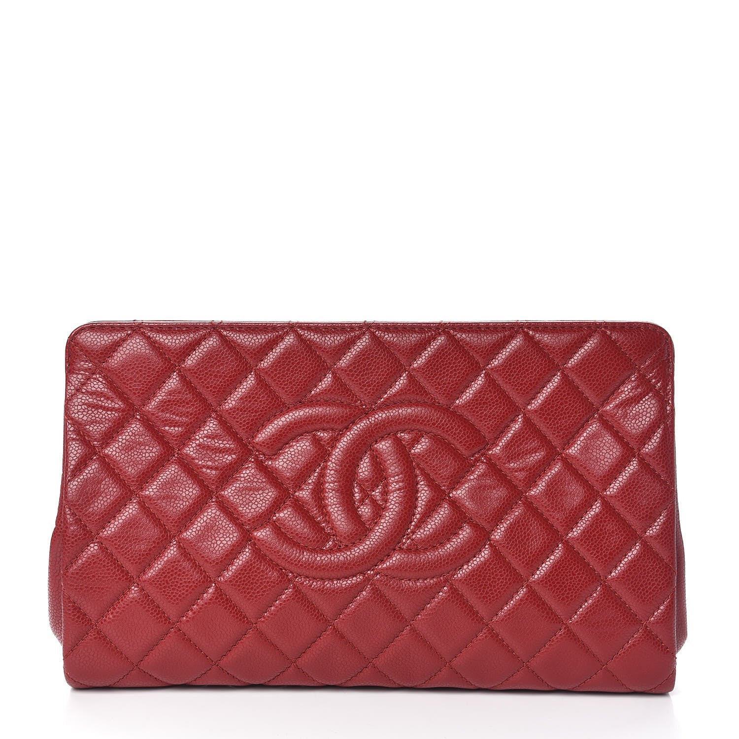 Chanel Caviar Quilted Large CC Clutch Red 1 of 10