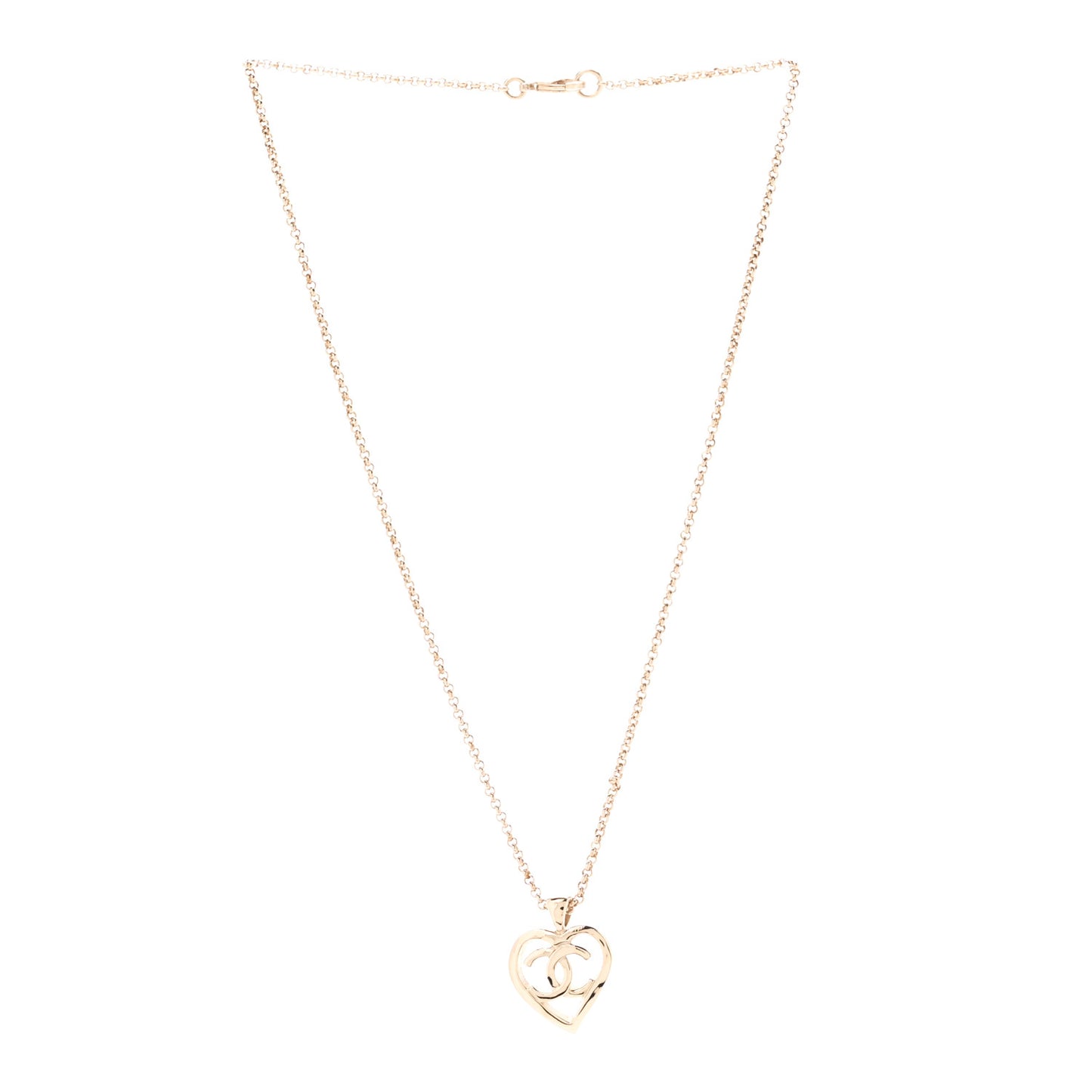 CC Heart Chain Pendant Necklace Gold