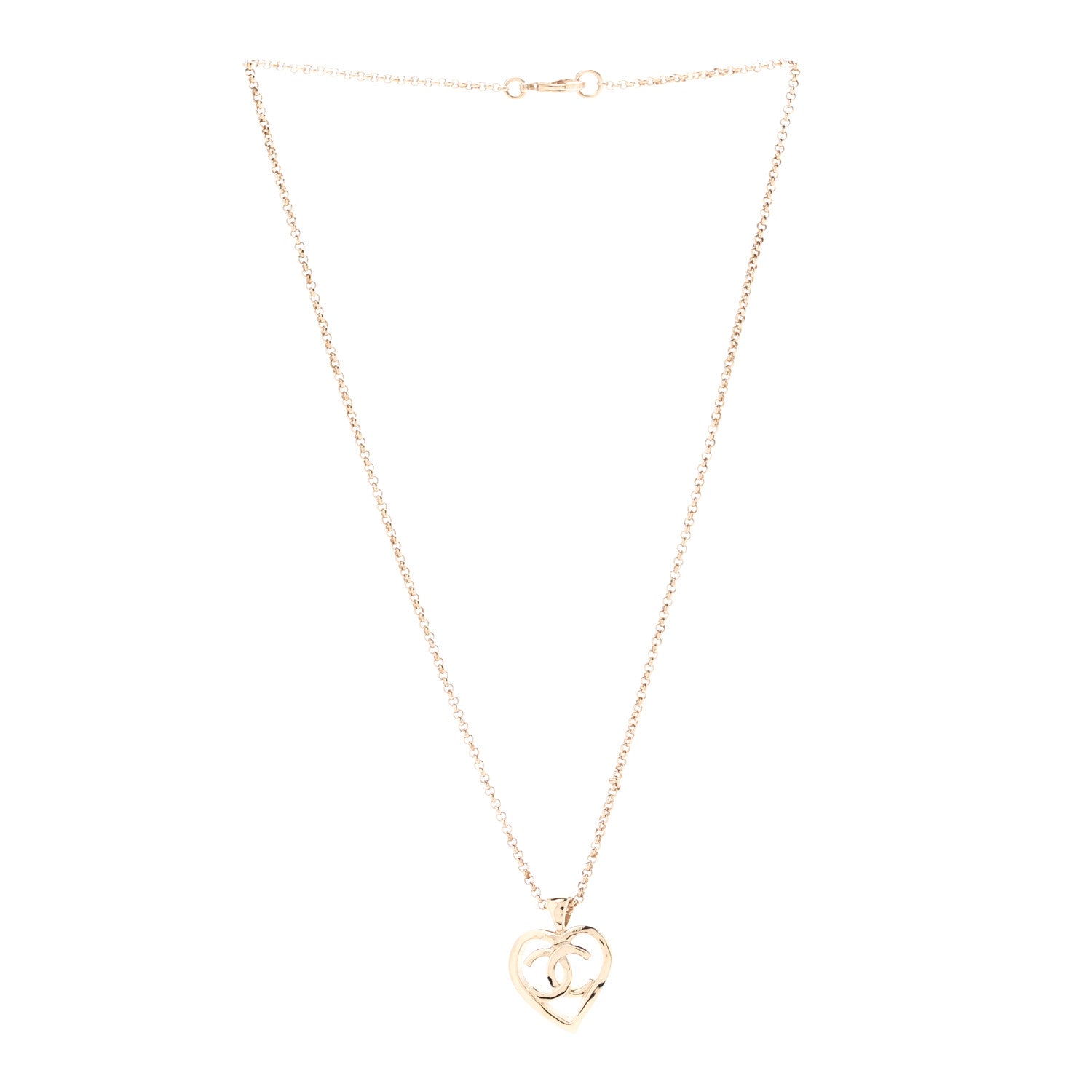 Chanel CC Heart Chain Pendant Necklace Gold 3 of 6