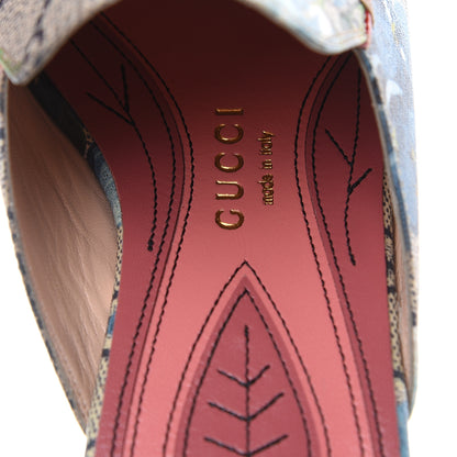 Gucci GG Supreme Monogram Blooms Womens Princetown Slippers 38 Beige Blue Navy Hibiscus Red 7 of 9