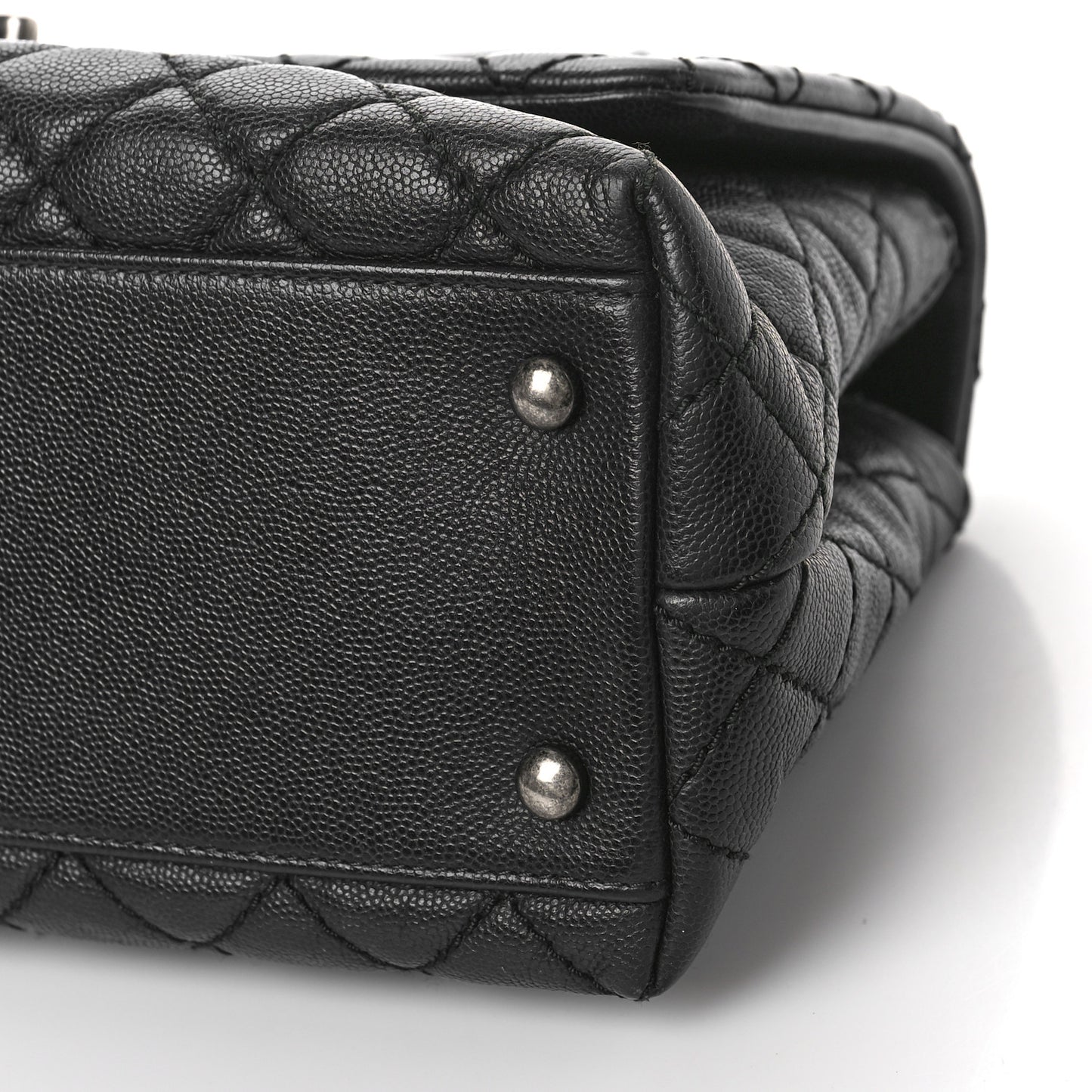 Caviar Quilted Small Coco Handle Flap Black