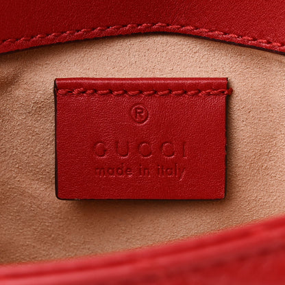 Gucci Calfskin Matelasse Super Mini GG Marmont Shoulder Bag Hibiscus Red 6 of 11