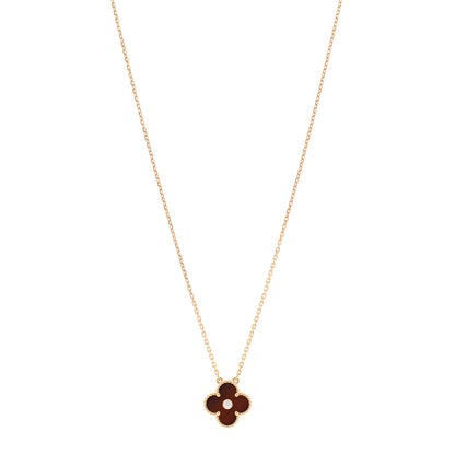 Van Cleef & Arpels 18K Rose Gold Diamond Bulls Eye Vintage Alhambra Pendant Necklace 1 of 5