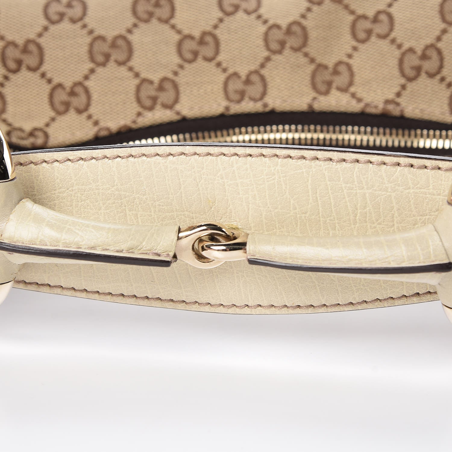 Gucci Monogram Medium Horsebit Chain Hobo Off White 10 of 10