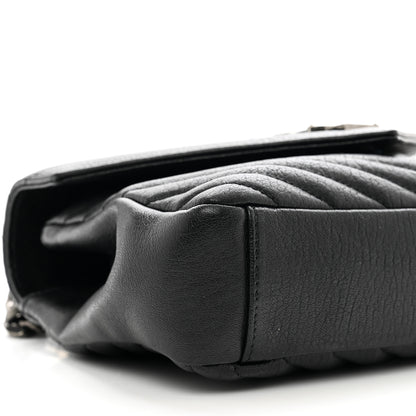 Saint Laurent Sheepskin Matelasse Chevron Monogram Medium College Bag Black 9 of 10
