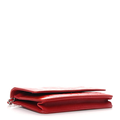 Chanel Patent Camellia Embossed Wallet On Chain WOC Red 4 of 15
