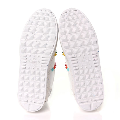 Valentino Garavani Vegan Leather Womens Rockstud Open for a Change Sneakers 36 White Multicolor 5 of 9