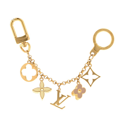 Louis Vuitton Brass Enamel Fleur De Monogram Bag Charm Chain Gold 1 of 6
