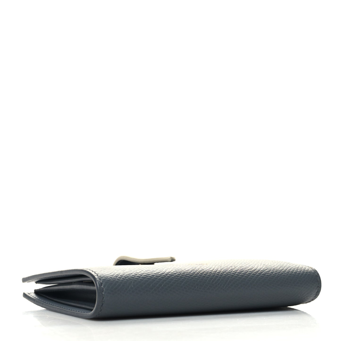 Grained Calfskin Medium Multifunction Strap Wallet Grey Chalk