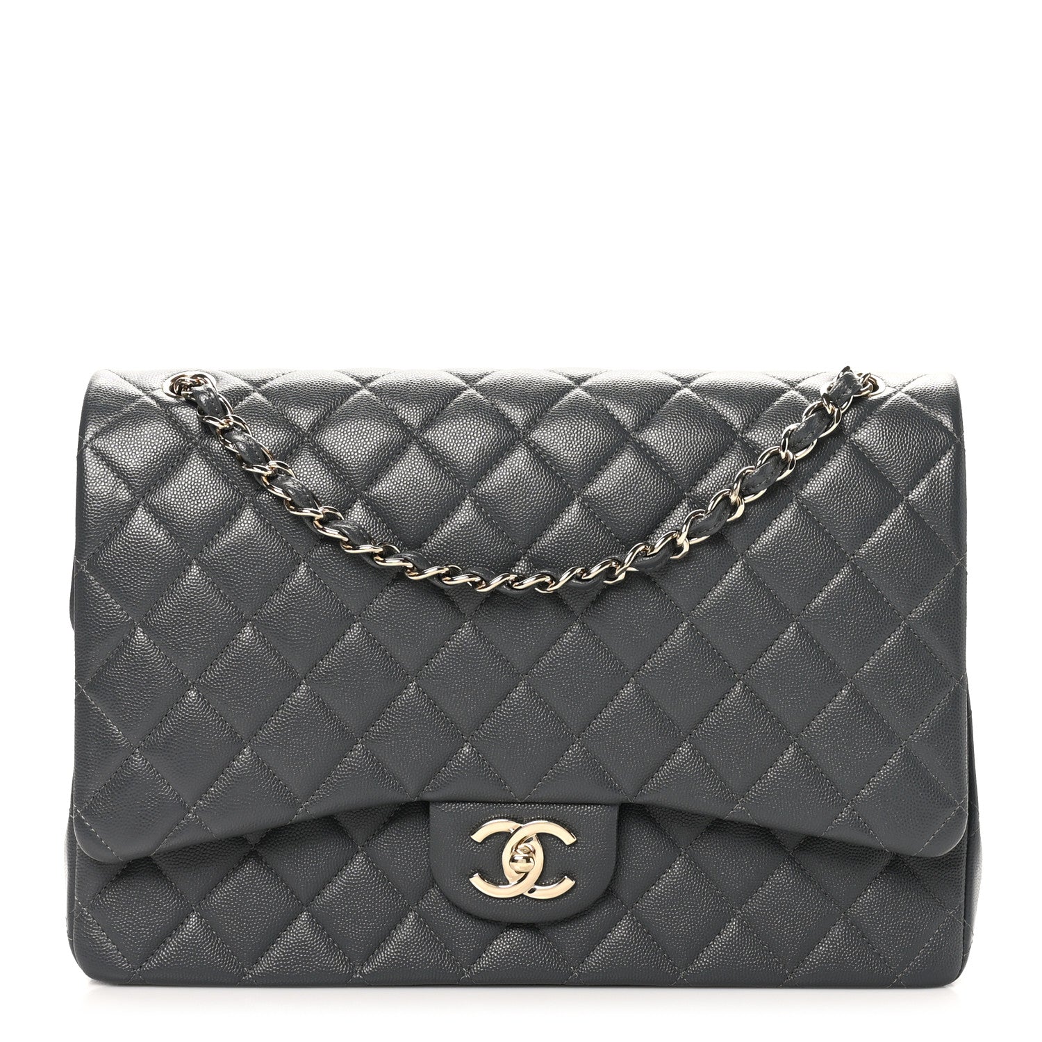 Chanel Caviar Quilted Maxi Double Flap Dark Grey 1 of 10