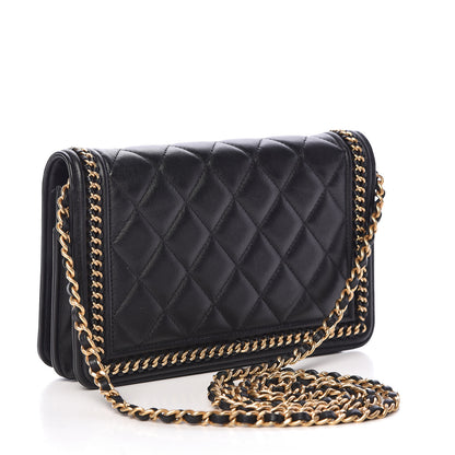 Chanel Calfskin Quilted Chain Around Boy Wallet On Chain WOC Black 3 of 15