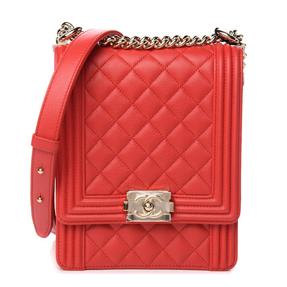 Chanel Calfskin Quilted North South Boy Flap Red 1 of 10