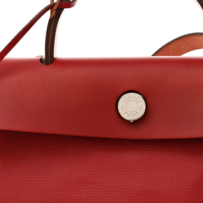 Hermes Toile H Berline Vache Hunter Herbag Zip PM 31 Rouge Piment Ecru Ecru 12 of 12