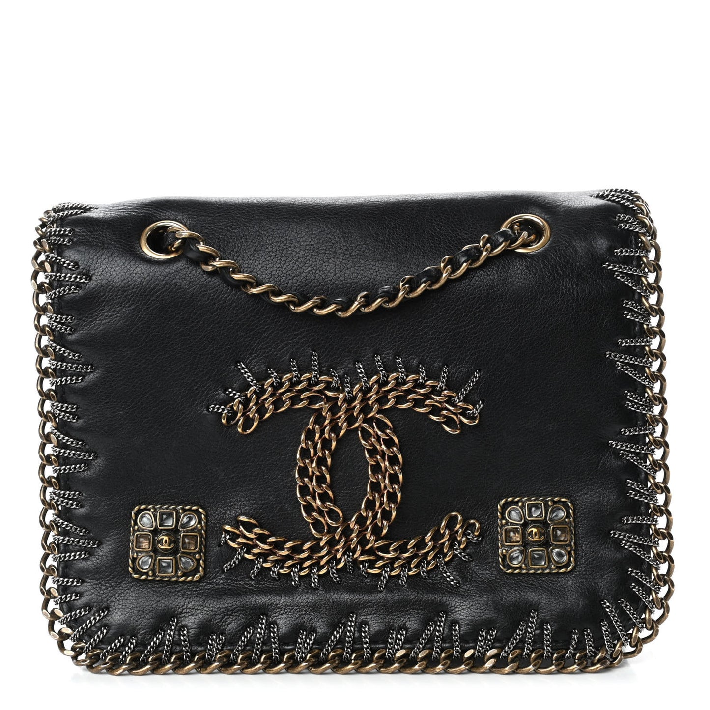 Calfskin Chain CC Small Byzance Flap Black