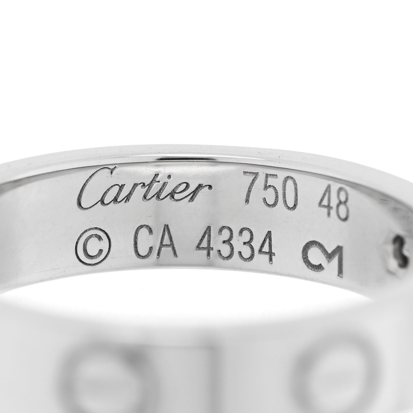 18K White Gold Diamond 4mm LOVE Wedding Band Ring 48 4.5