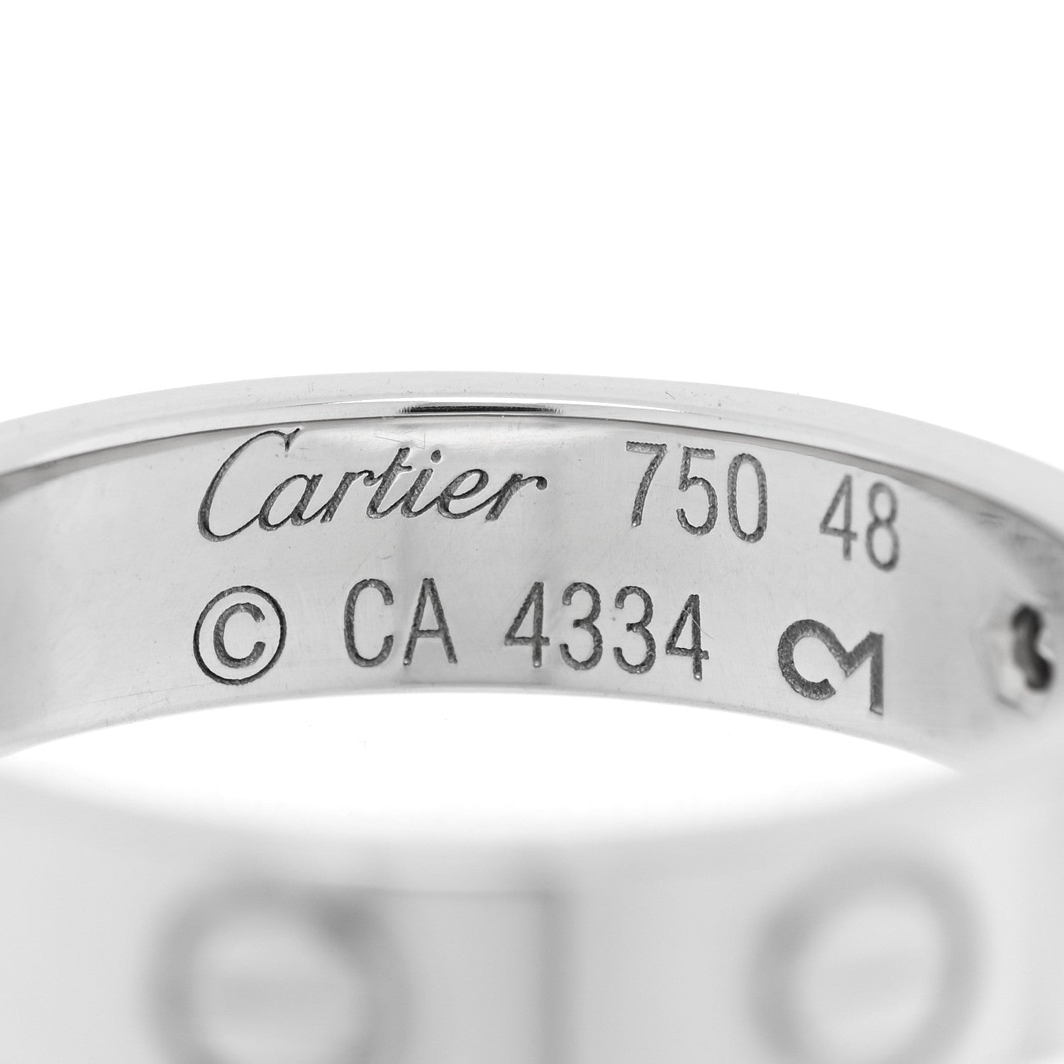 Cartier 18K White Gold Diamond 4mm LOVE Wedding Band Ring 48 4.5 4 of 4