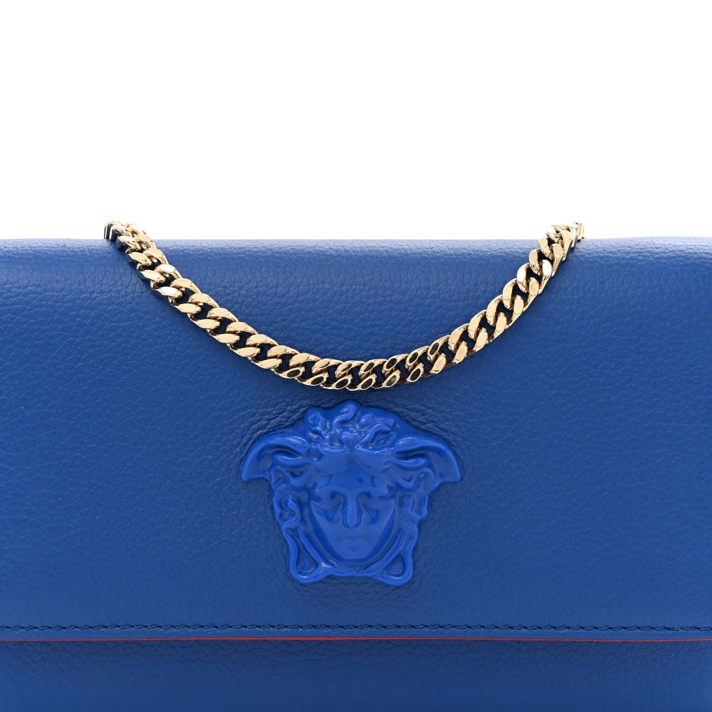 Grained Calfskin Palazzo Chain Evening Bag Blue
