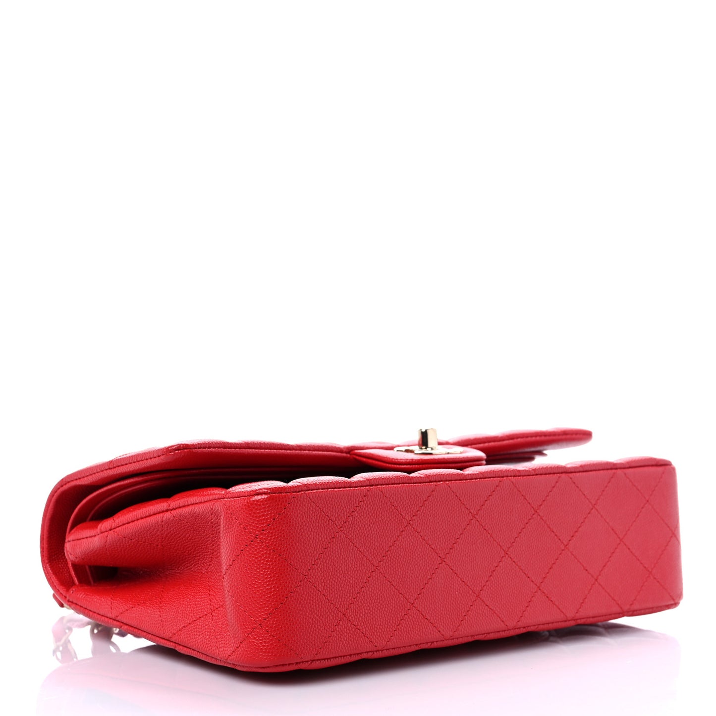 Caviar Quilted Medium Double Flap Red