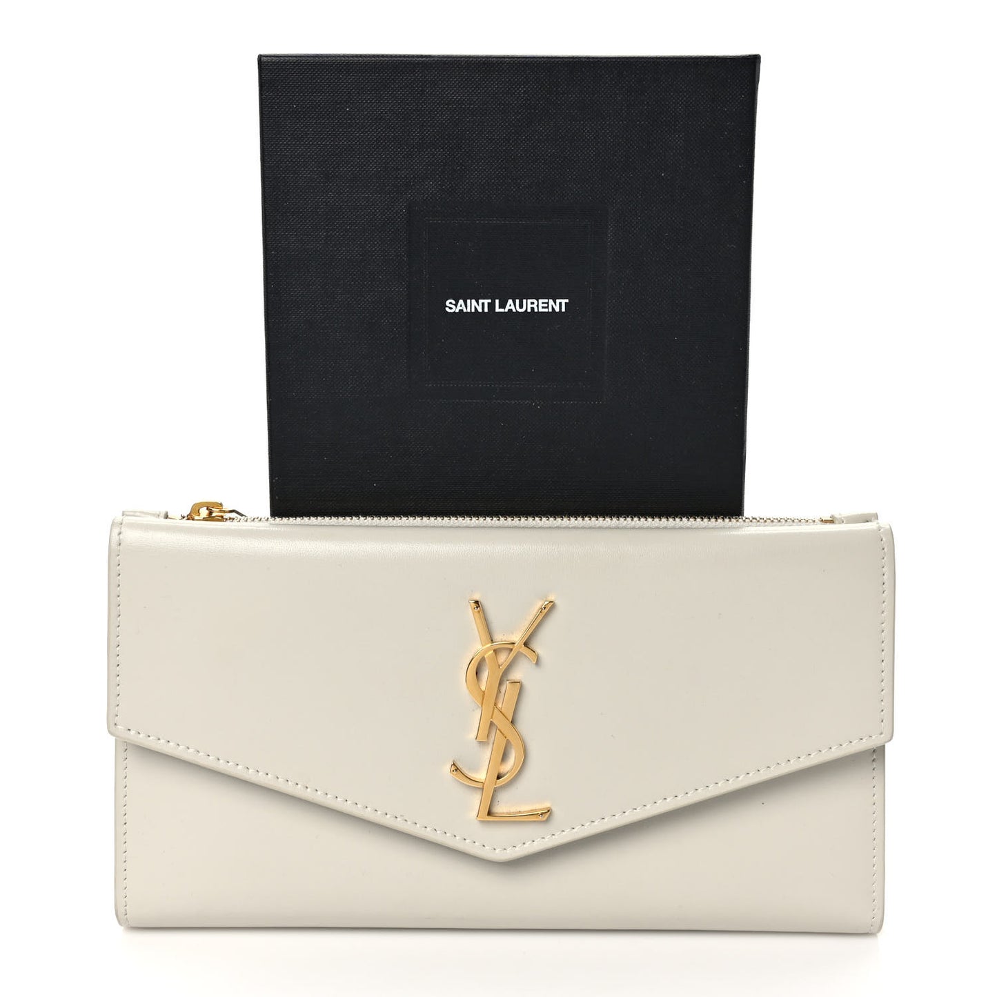 Smooth Shiny Calfskin Monogram Uptown Wallet Crema Soft