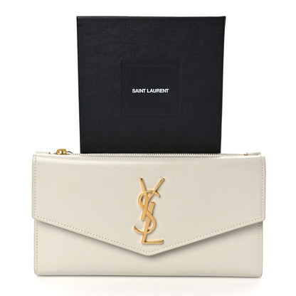 Saint Laurent Smooth Shiny Calfskin Monogram Uptown Wallet Crema Soft 13 of 13