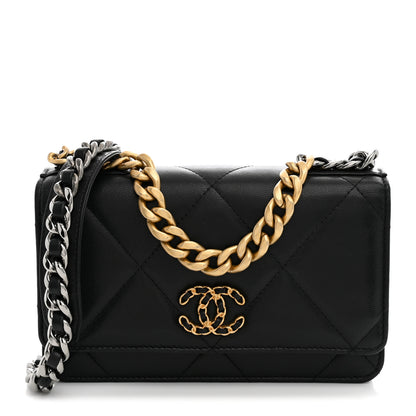 Chanel Lambskin Quilted Chanel 19 Wallet On Chain WOC Black 1 of 10