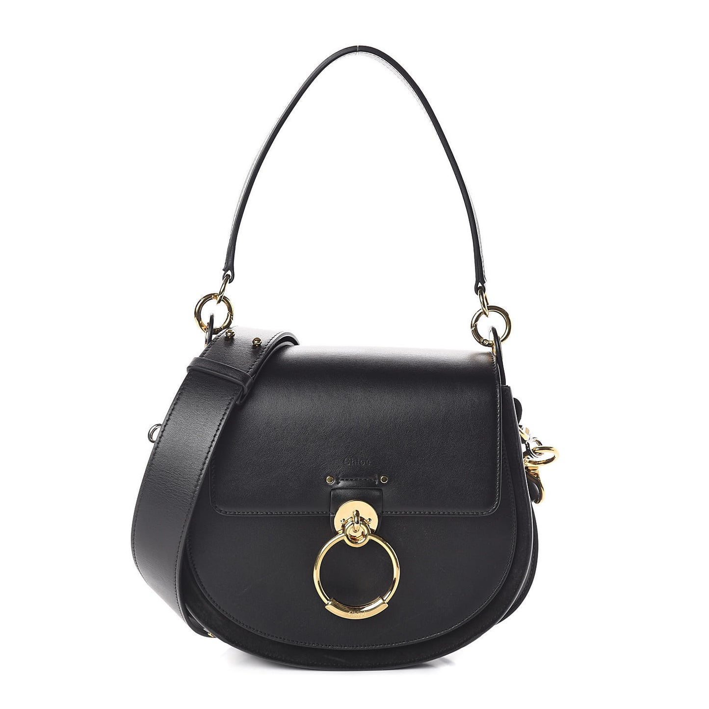 Calfskin Suede Large Tess Bag Black
