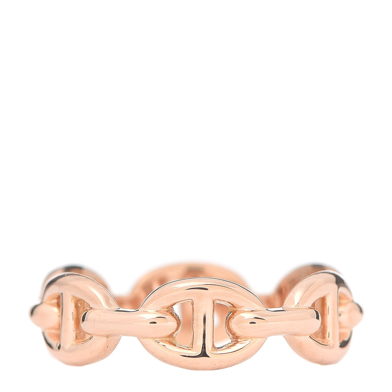 Hermes 18K Rose Gold PM Chaine D'Ancre Enchainee Ring 52 6 1 of 5