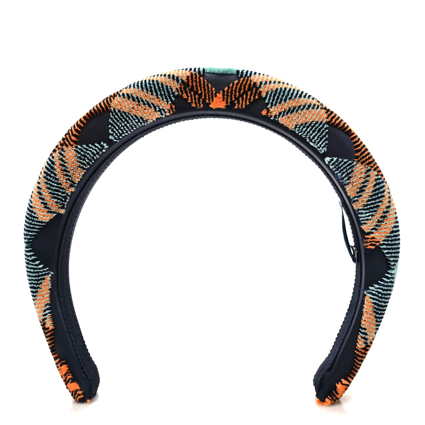 Velvet Nylon Plaid Headband Black Multicolor