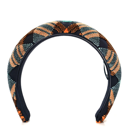 Prada Velvet Nylon Plaid Headband Black Multicolor 1 of 5