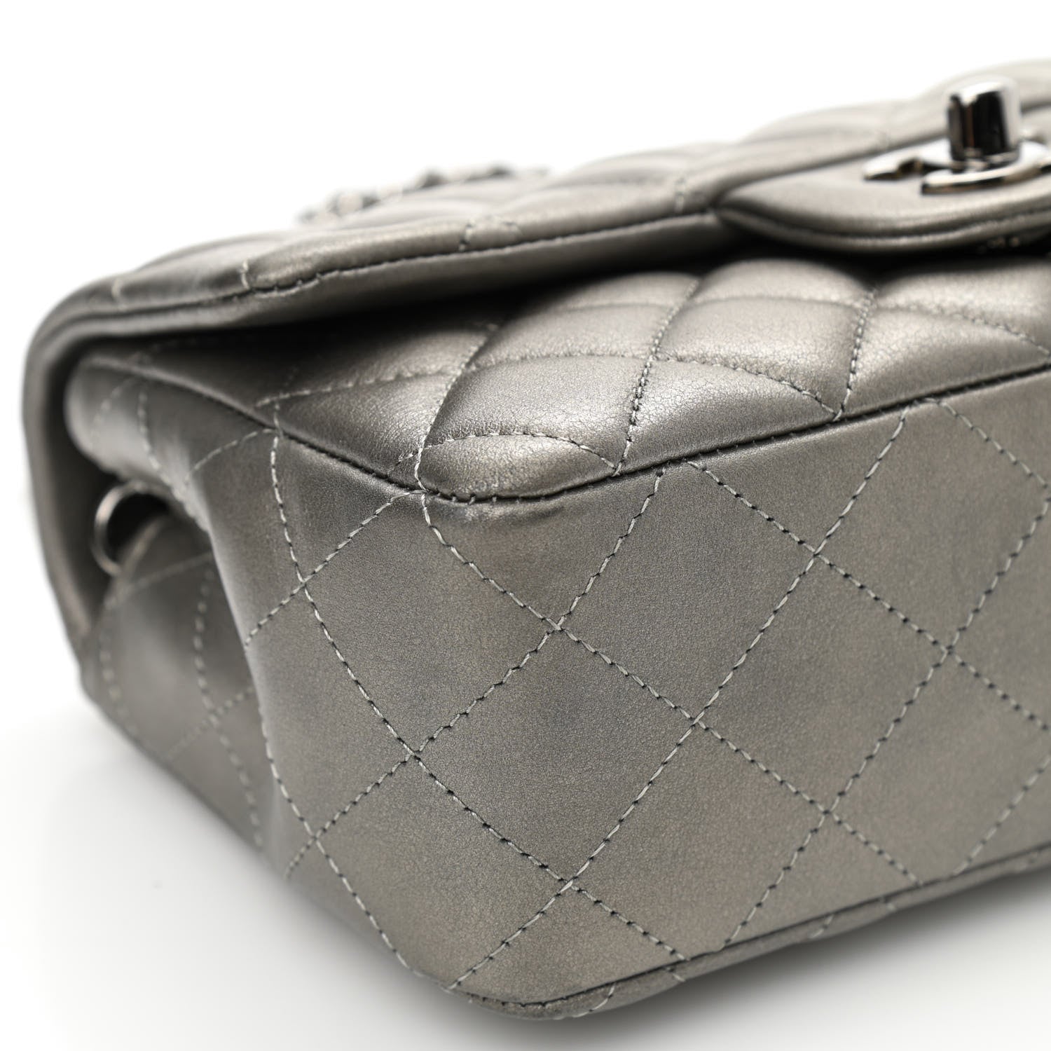 Chanel Metallic Calfskin Quilted Mini Rectangular Flap Ruthenium 8 of 10