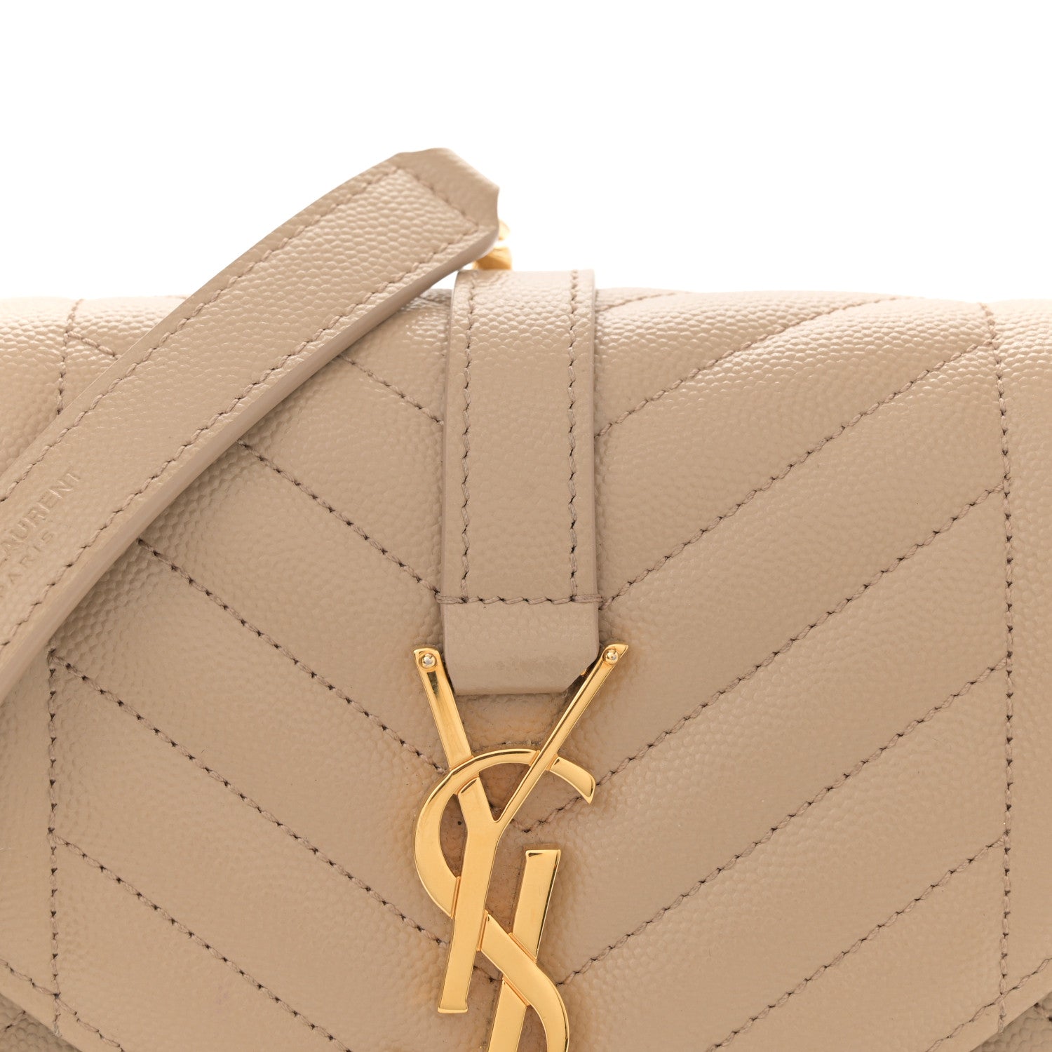 Saint Laurent Grain De Poudre Textured Mixed Matelasse Triquilt Small Monogram Satchel Dark Beige 8 of 14
