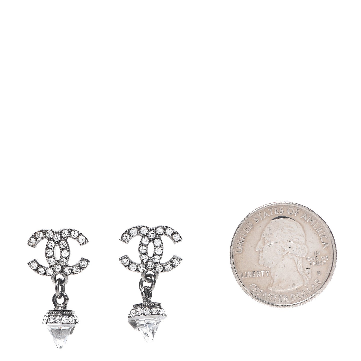 Ruthenium Crystal CC Drop Earrings Silver
