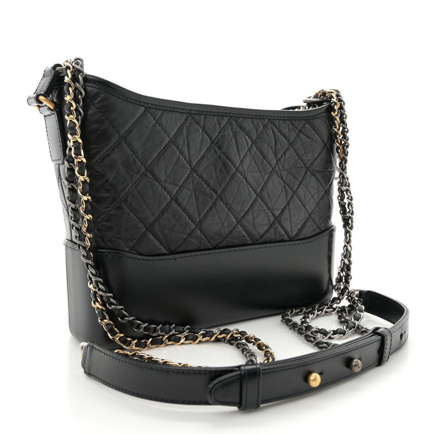 Aged Calfskin Quilted New Medium Gabrielle Hobo Black